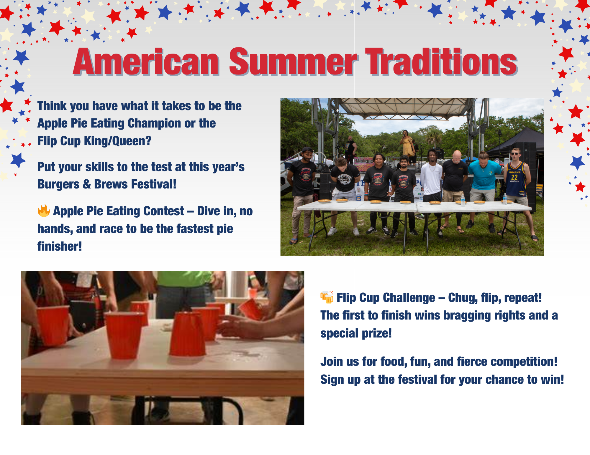 Apple Pie Eating & Flip Cup Contest